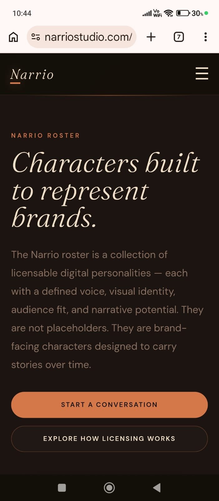 Narrio Studio mobile preview